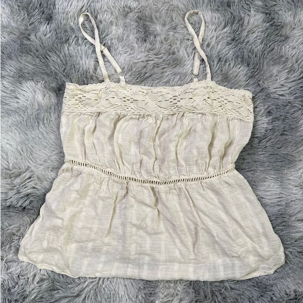Love on a Hanger Cream Lace Tank Top - M - VGUC